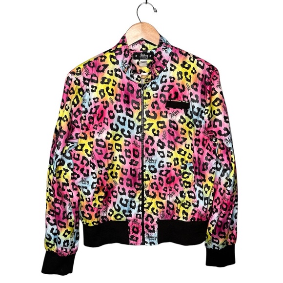 Abbey Dawn x Avril Lavigne Rainbow Leopard Full Zip Bomber x 2000s Scene Y2K - Picture 2 of 11